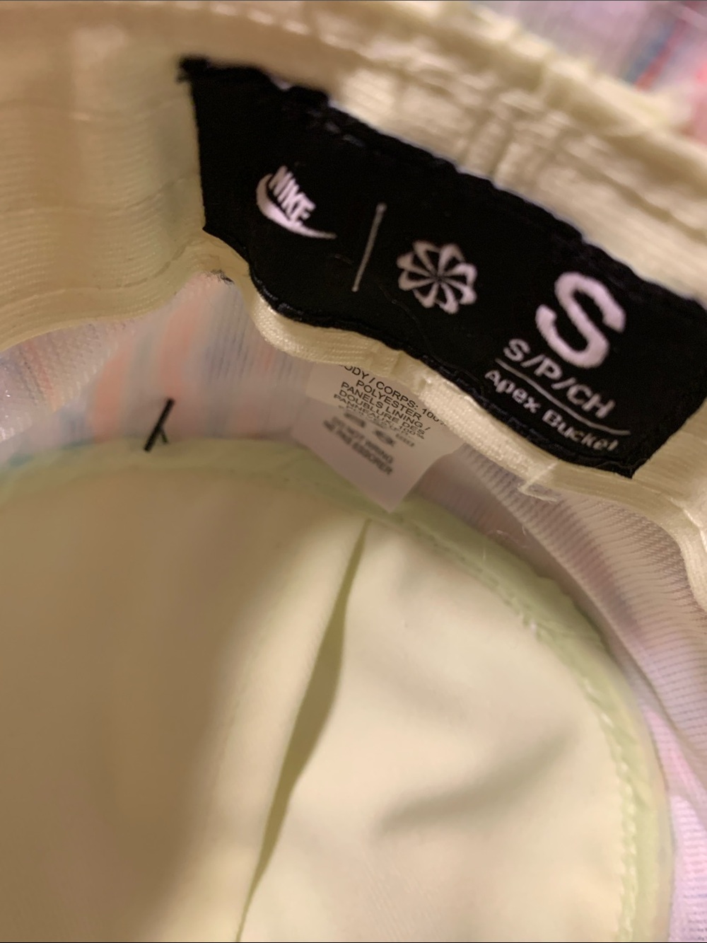 Nike unisex White Tie-Dye Bucket Hat with Teal Logo Patch - Picture 3 of 4
